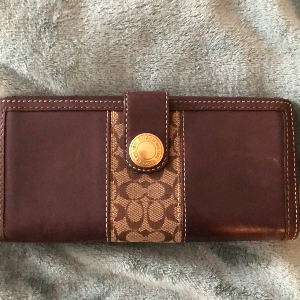 Brown leather coach wallet